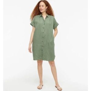 J. Crew | Baird McNutt Shirt Dress Green Relaxed Fit Cargo Dress with Pockets